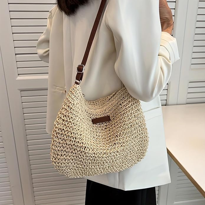 Women’s Woven Straw Crossbody Bag  Casual Summer Shoulder Handbag