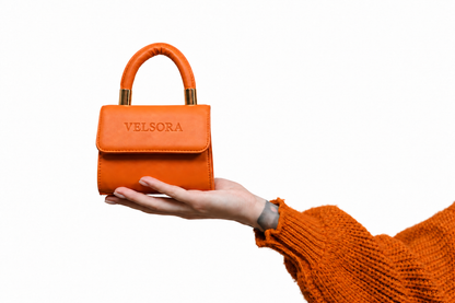 VELSORA Women’s Orange Structured Top Handle Handbag