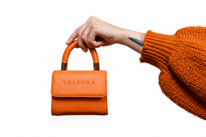 VELSORA Women’s Orange Structured Top Handle Handbag