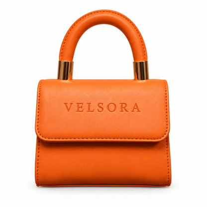 VELSORA Women’s Orange Structured Top Handle Handbag